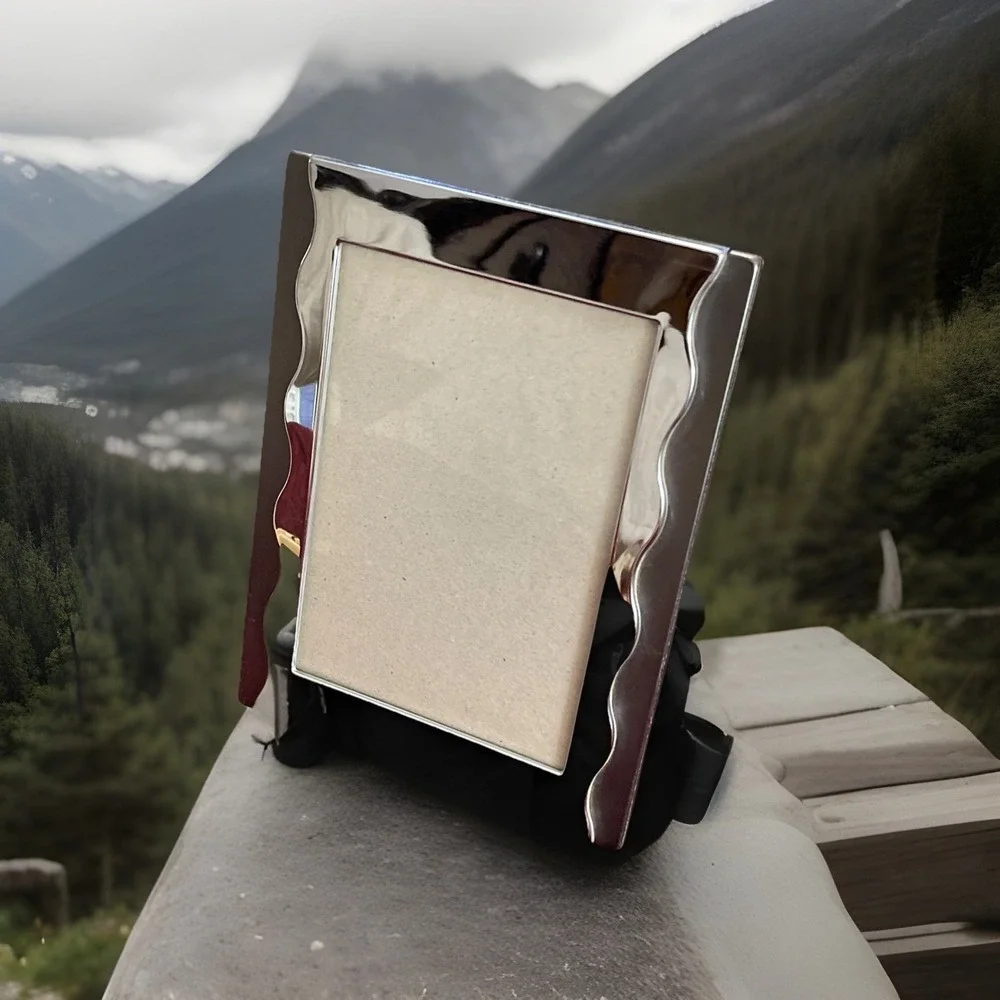 Burnes Of Boston ‎ 5 x 7 Picture Photo Frame Chrome and Gunmetal Gray Wavy